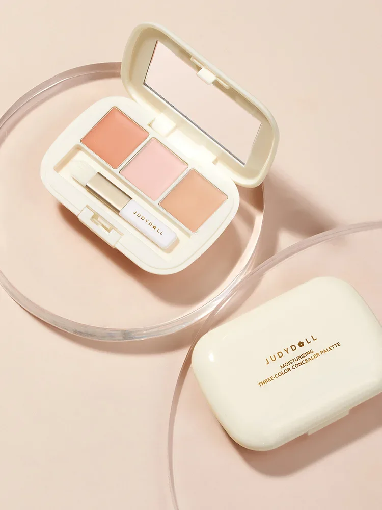 Moisturizing Three-Color Concealer Palette High Coverage Waterproof Sweatproof Long-Lasting Natural