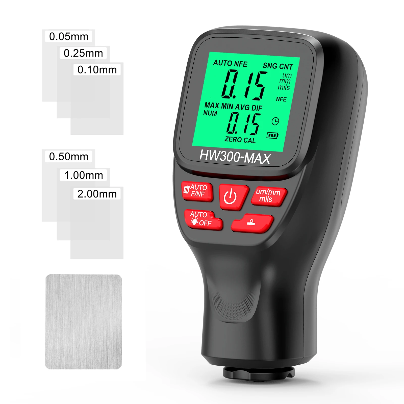 HW300-MAX Coating Thickness Gauge 0-2000UM Car Paint Film