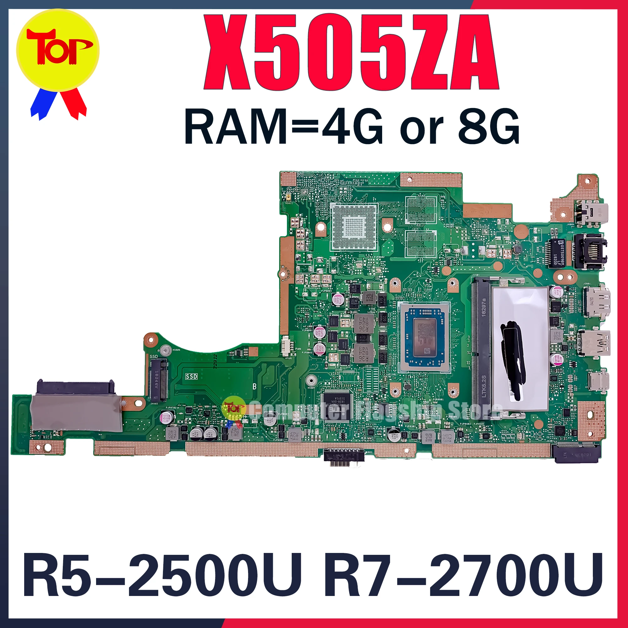 Материнская плата для ноутбука X505ZA Материнская плата Asus Vivobook 15 X505 A505Z A505ZA F505Z с искусственной кожей, 4 ГБ или 8 Гб