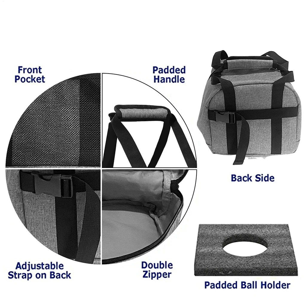 Bowling Bag for 2 Balls Portable Bowling Tote Bag with Padded Ball Holder for Double Ball and Pair of Shoes up to Mens