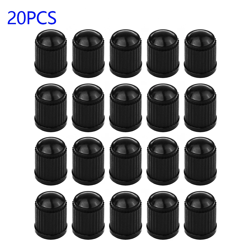 

20PCS Tire Valve Stem Cap Car Tyre Valve Black Bike Tyre Plastic Cap Dome Shape Dust Valve Valve Cap To Prevent Air Leak Dustpro