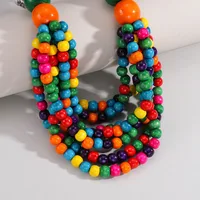 Bijoux Africains Tendance 2025 : Collier Multicouche Fait Main en Bois et Perles Style Bohème Ethnique pour Femme, Accessoire de Fête 3