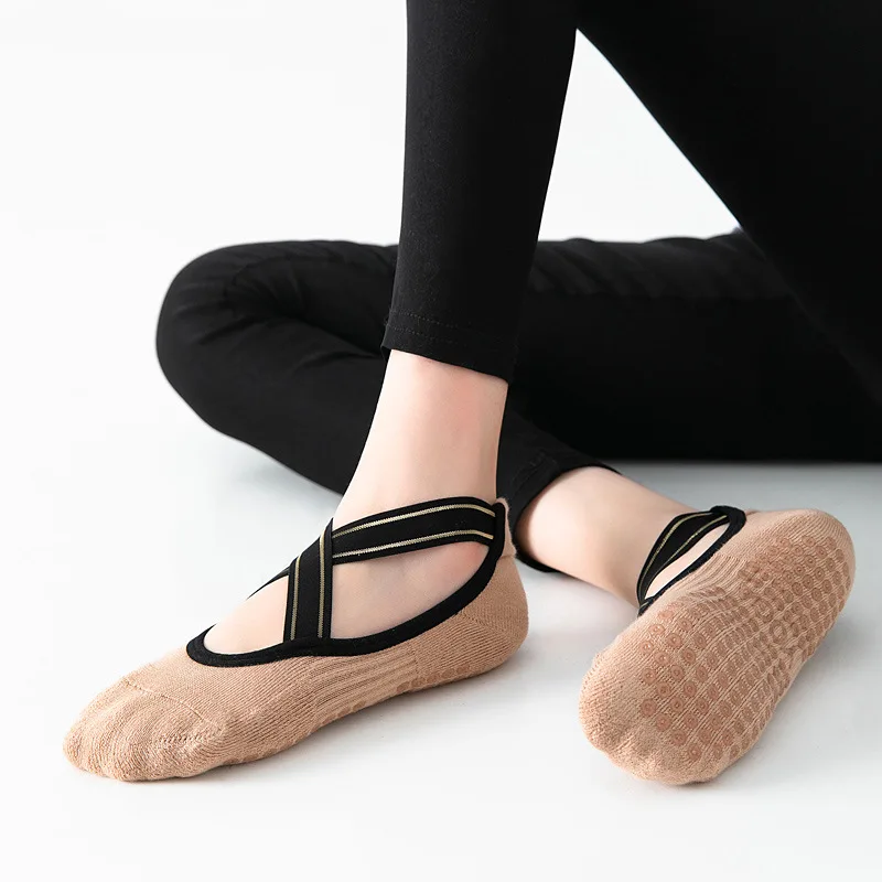 Non-slip Yoga Women Ankle Socks Summer Breathable Cross Back Cotton Underwear Dance Pilates Home Fitness Sports Floor Socks