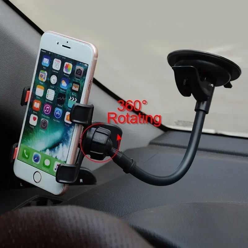 360° Rotating Car Phone Holder Universal Windshield Dashboard Mount Cellphone Stand GPS Phone Flexible Bracket Auto Accessories