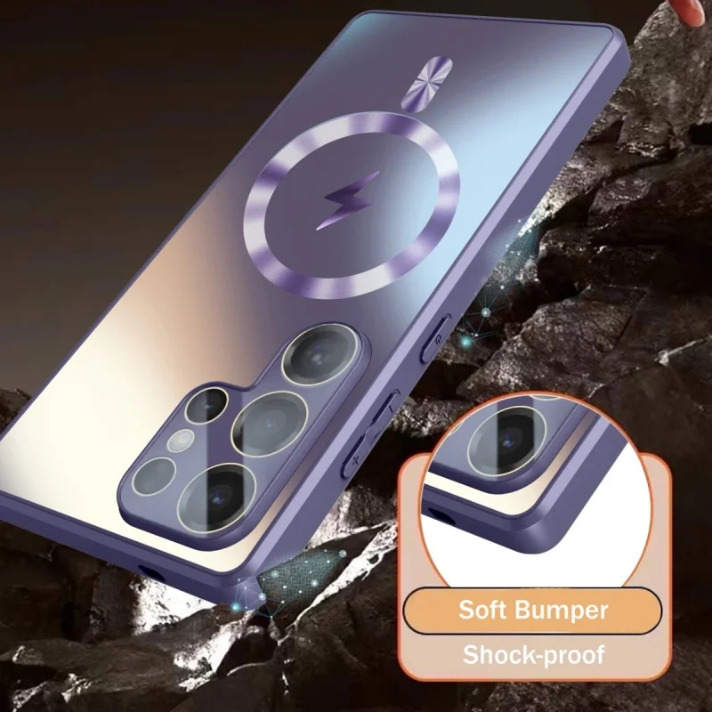 Ultra Thin Matte Magnetic Wireless Charging Case with Glass Lens Protection - Shockproof Cover