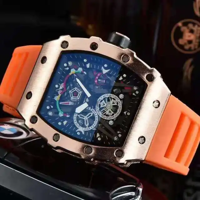 3-pin new richard men's watch top brand luxury watch men's quartz automatic watch male clock 0025