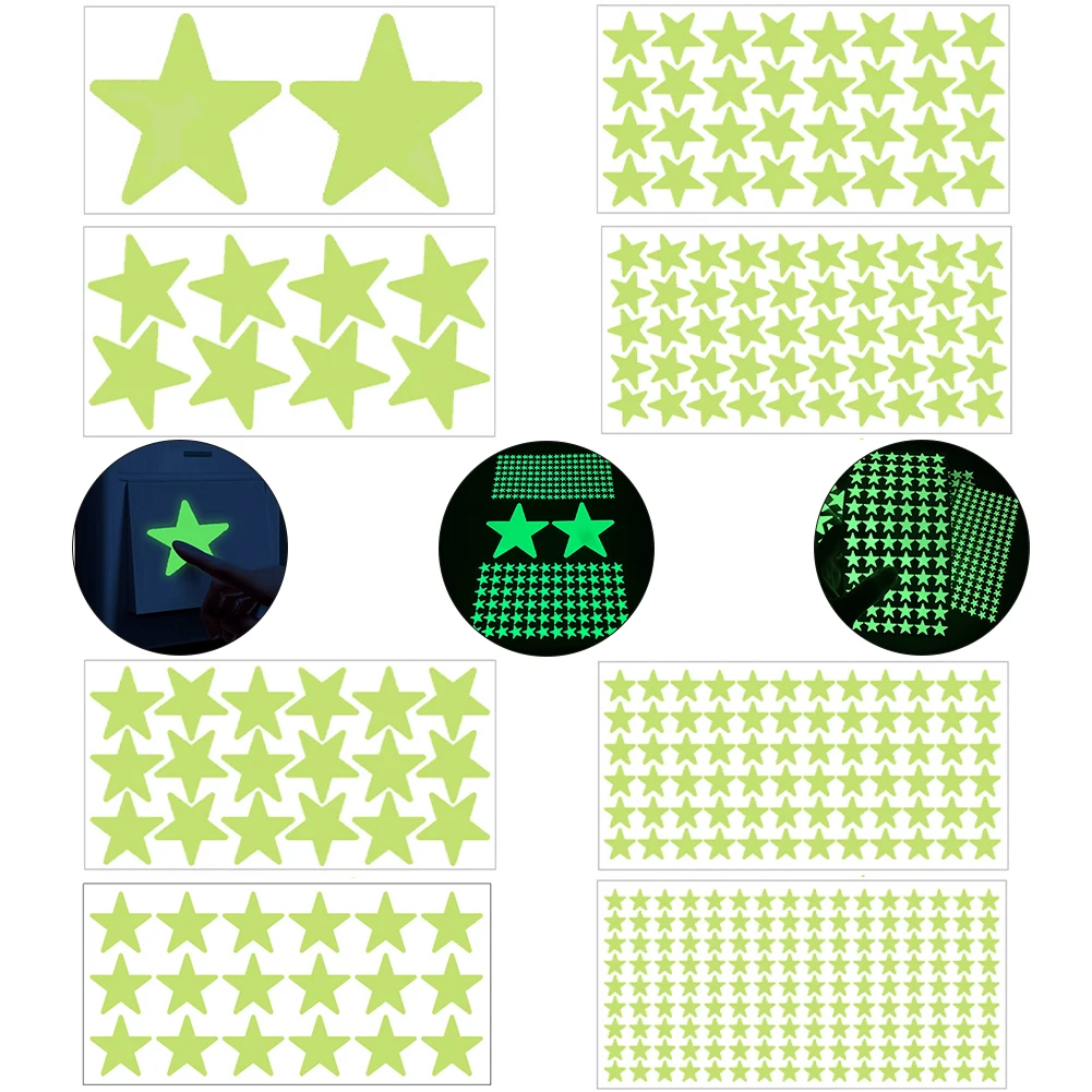 Glow In The Dark Sterne Wandaufkleber Wiederverwendbare Schlafzimmer Decke Home Decor Leuchtende Wandaufkleber Für Kinder Babyzimmer DIY Dekor – Detail 7