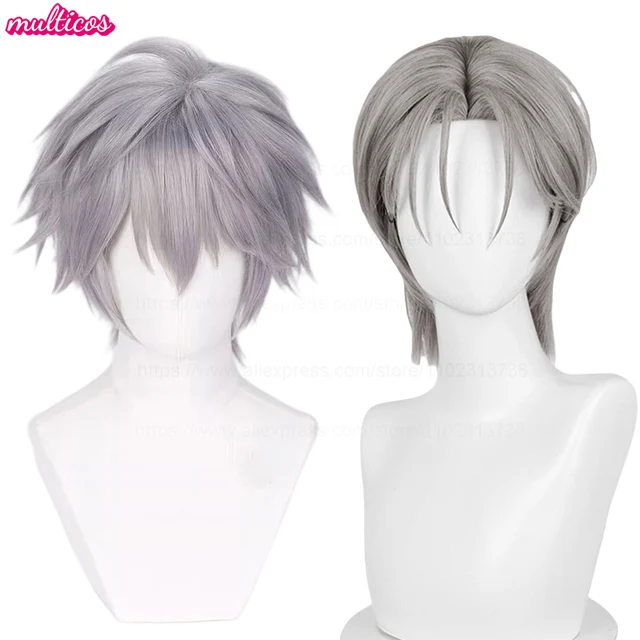 Jusqu'à la perruque de Cosplay Alien Stage Cosplay argent gris résistant à la chaleur cheveux spectacle de scène conique-con noël Halloween Anime perruques 1