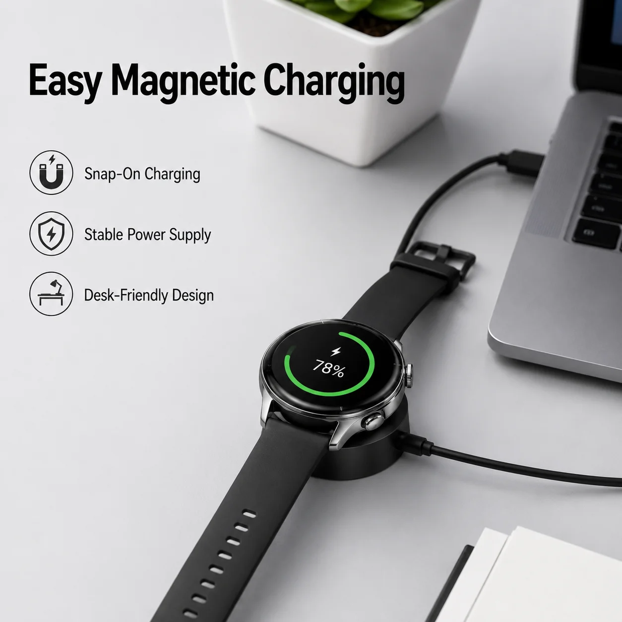 Magnetic USB Smartwatch Charging Cable