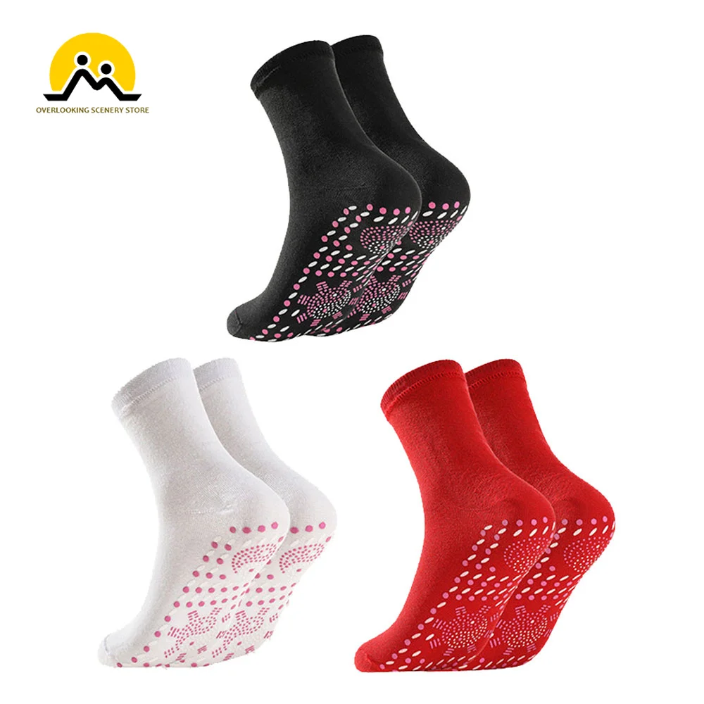Heated Socks Thermal Socks Mens Socks Women Hiking Socks Self Heating Socks For Men Women Foot Massage Magnetic Therapy Non-slip Dots Relieve Tired Winter Warm Equipment