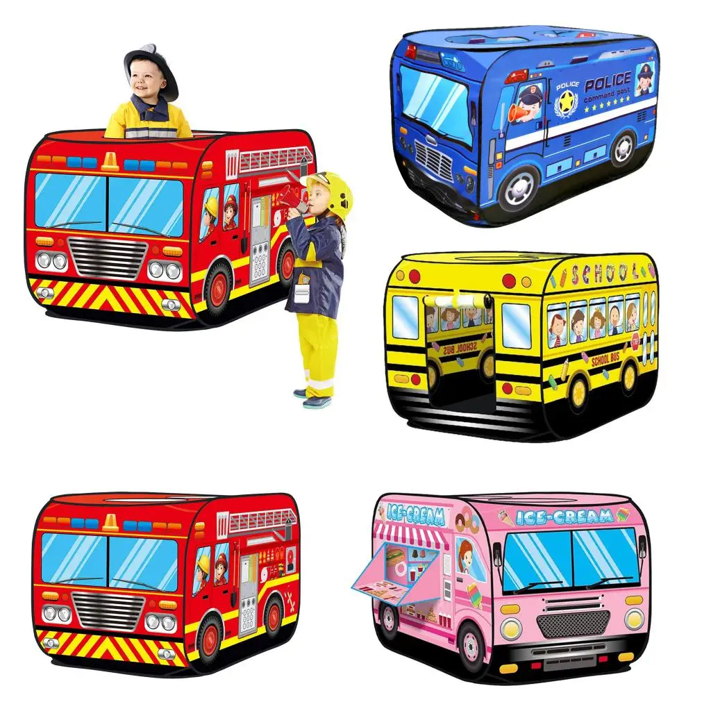 

Kids Play Tent Outdoor Foldable Theater Fire Truck Police Car Ice Cream Truck Children's Play House Indoor Toys for Kids Gift