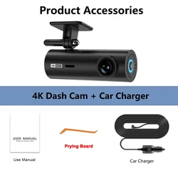 4K Ultra HD Car Dashcam with WiFi and Night Vision for Continuous 24-Hour Parking Surveillance (Black)