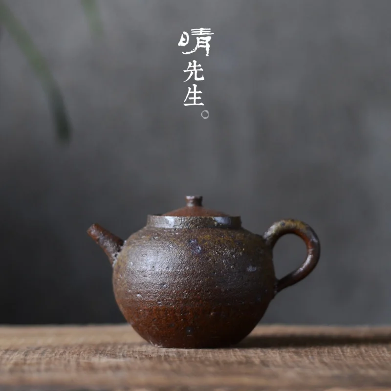 

★Jingdezhen Handmade Old Rock Clay Square Handle Teapot Vintage Teapot Tea Brewing Pot Porcelain Kung Fu Tea Set Small Pot