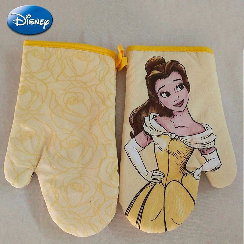 

Перчатки для духовки Disney Belle Princess, Мультяшные фигурки для готовки, антиожоги, изоляционная перчатка, кухонные принадлежности для микроволновой печи
