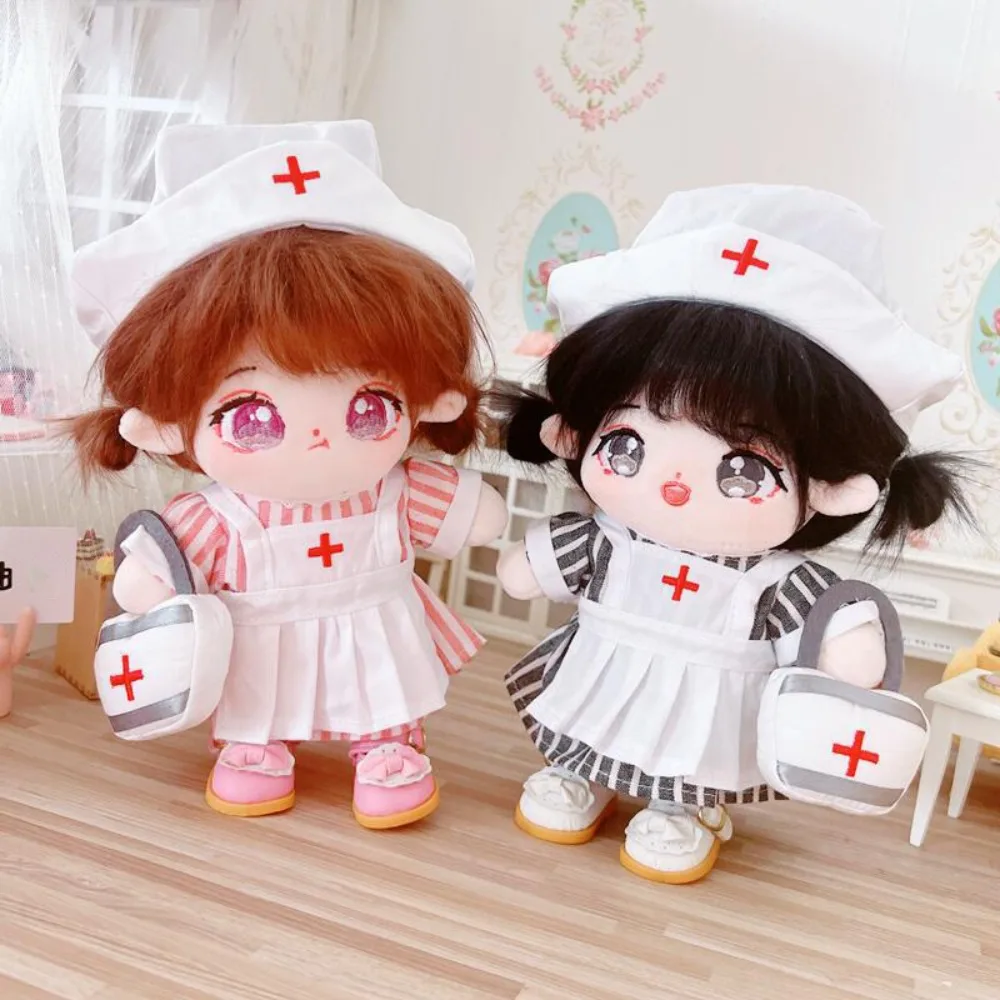 Nurse Dress Set 20CM Cotton Clothes Replacement Princess Shoes Stuffed Suit Outfit Mini Clothes Accessories