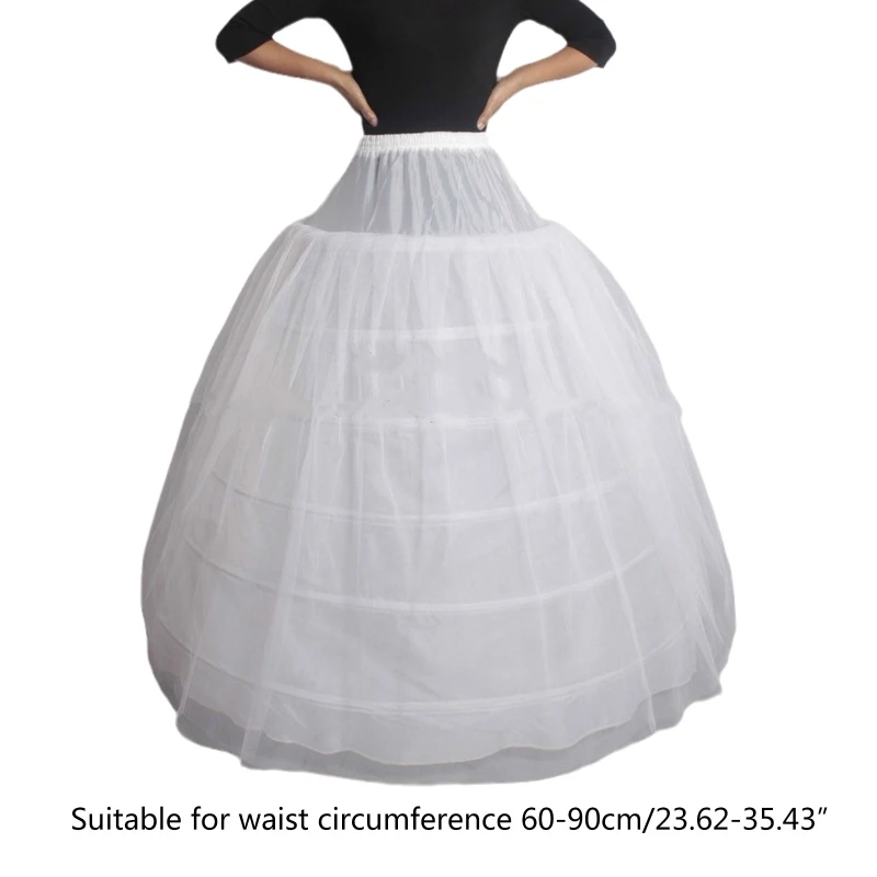 Women Crinoline Petticoat Hoop Skirts Long Slips Underskirt for Lolita Cosplay Vintage Party