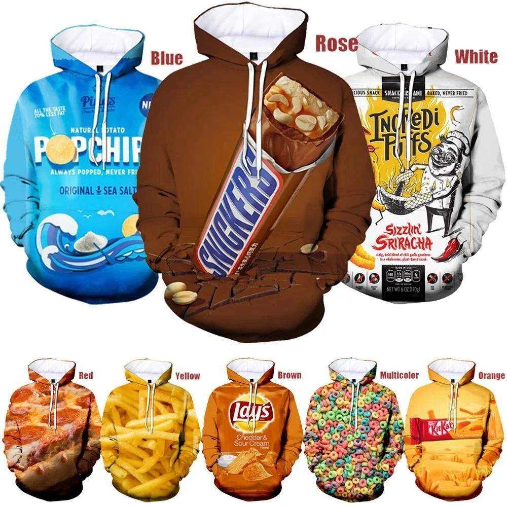 2023 Cartoon 3D Hoodie Cheetos Food Potato Chips Hooded New Fashion Men