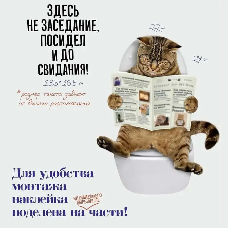Vinyl Stickers Toilet Stickers Toilet Seat Stickers Кот Здесь не заседание Мем Дом Наклеек Toilet Lid Decal Waterproof WC Door Sticker Decor Household Stickers S298