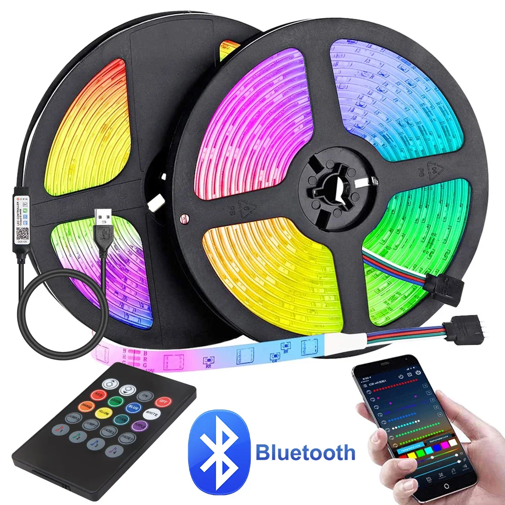 LED Strip Light for Room Color RGB 5050 LED 1-5m 20m 30m Music Bluetooth TV Backlight for Bedroom Decoration Christmas Luces Led bluetooth led strips smd5050 phone control neon ice lighting music sync lamp for bedroom decoration tv backlight dc5v room decor