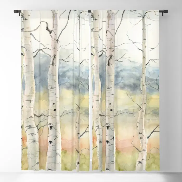 

Tender Birch Forest Blackout Curtains 3D Print Window Curtains For Bedroom Living Room Decor Window Treatments