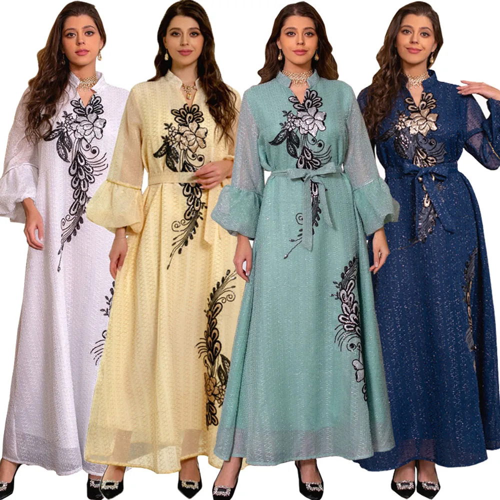 

Eid Ramadan Abayas for Women Dubai Luxury Embroidery Muslim Maxi Dress Caftan Vestidos Evening Party Long Dresses Femme Jalabiya