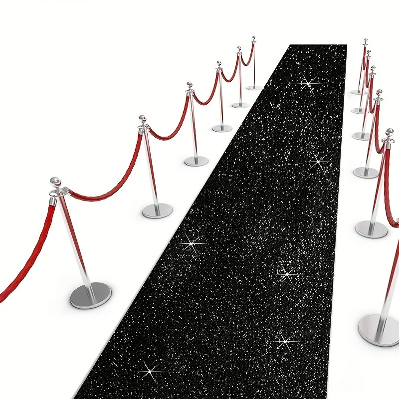 Sparkling and Elegant Wedding Aisle Carpet, Anti Slip Wedding Sparkling Black Carpet, Ceremony Party Stage Carpe