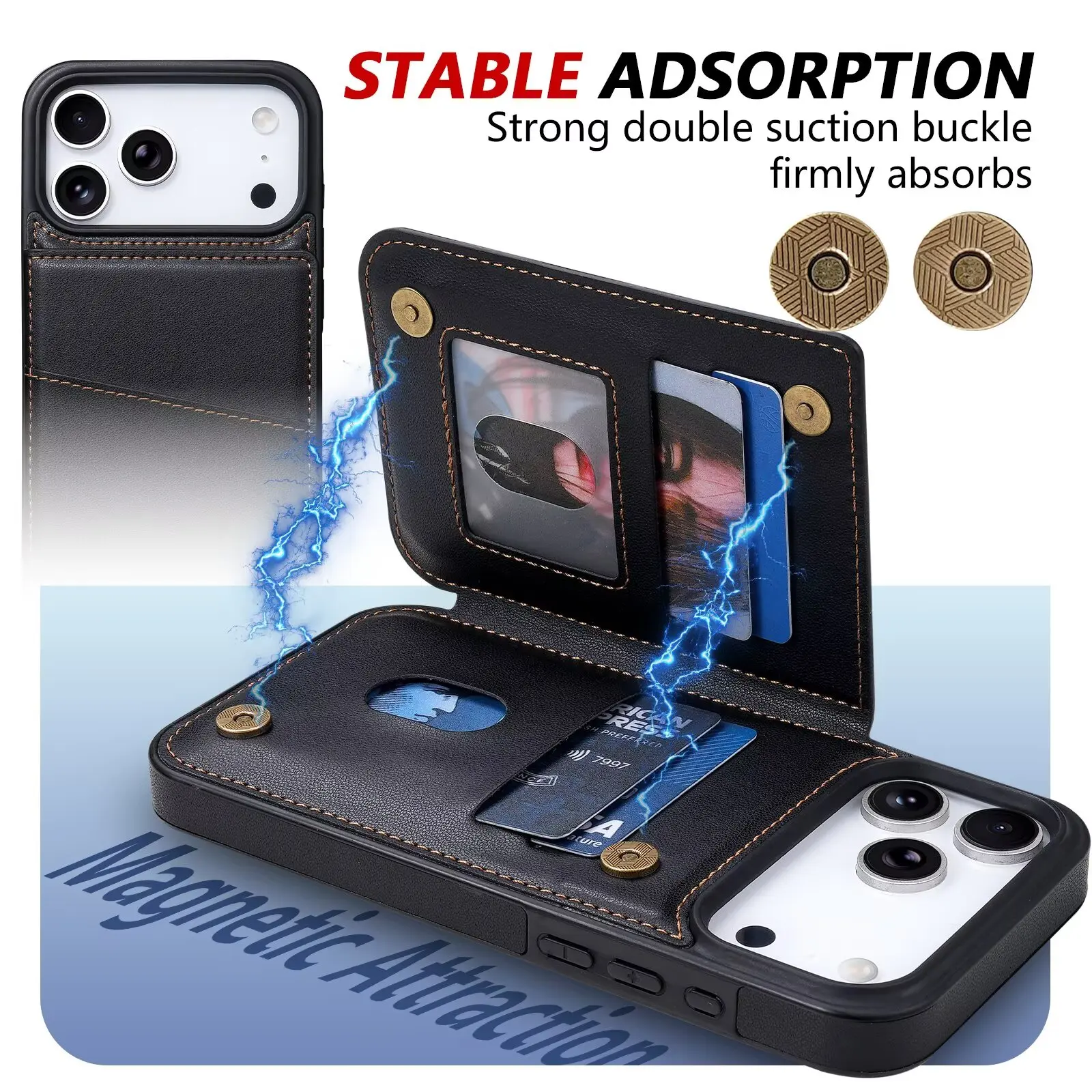 Leather Flip Wallet Card Slot Holder Protector Case - Universal Phone Cover
