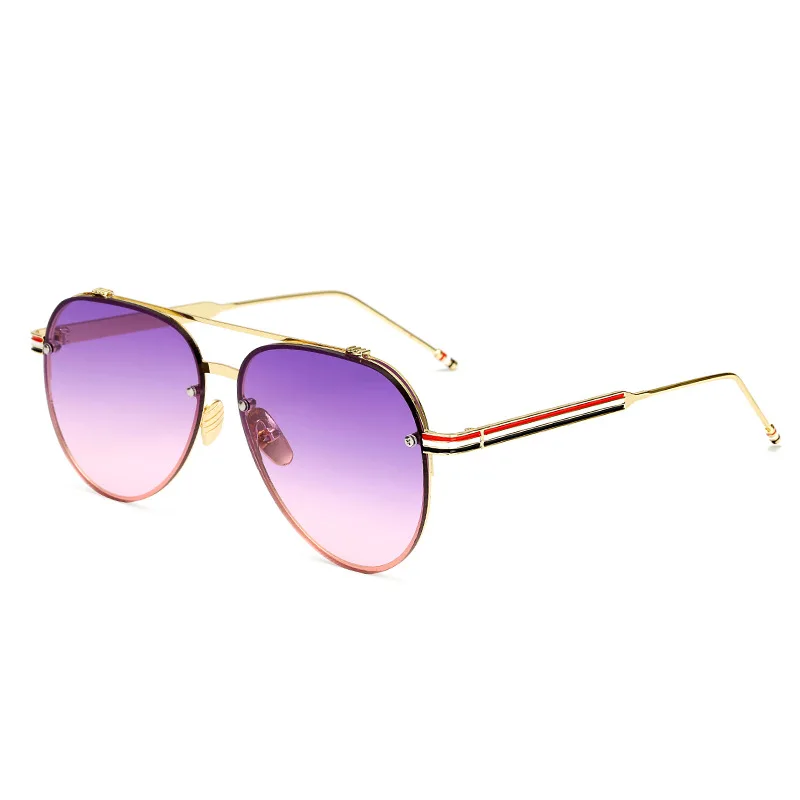 

2022 Fashion Luxury Metal Frame Pilot Sunglasses Women Trendy Gradient Brand Designer Sunglasses UV400 Wholesale