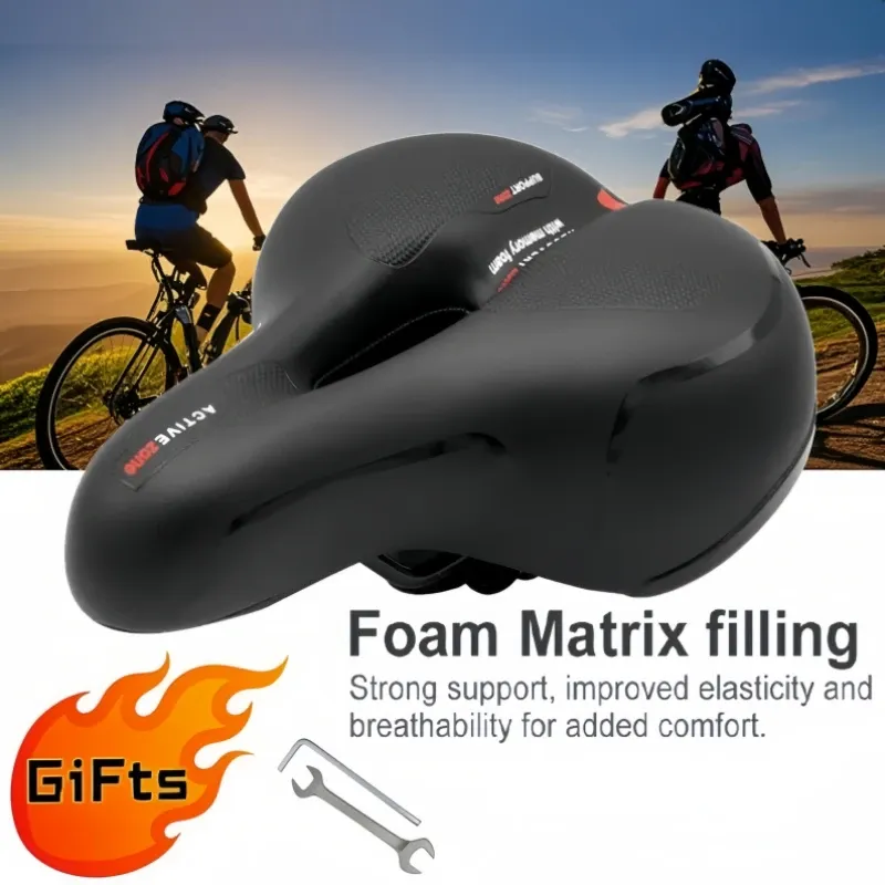2025 HOT SALE Hollow Breathable Bicycle Saddle Men Women MTB Road Bike Saddle Shock Absorbing Comfortable Big Butt Bike Seat 