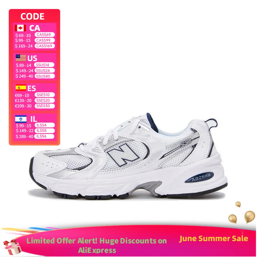 New Balance NB 530 Chaussures décontractées classiques rétro pour femmes, coussinées, durables, respirantes, à tige basse, en GR530SB1 1 New Balance NB 530 Chaussures décontractées classiques rétro pour femmes, coussinées, durables, respirantes, à tige basse, en GR530SB1 1