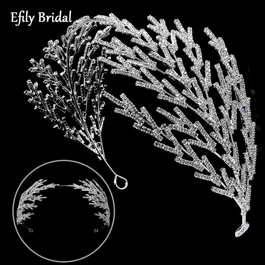 

Efily Luxury Wedding Headband for Women Hair Accessories Crystal Rhinestone Hairband Bridal Headdress Bride Crown Tiara Gift