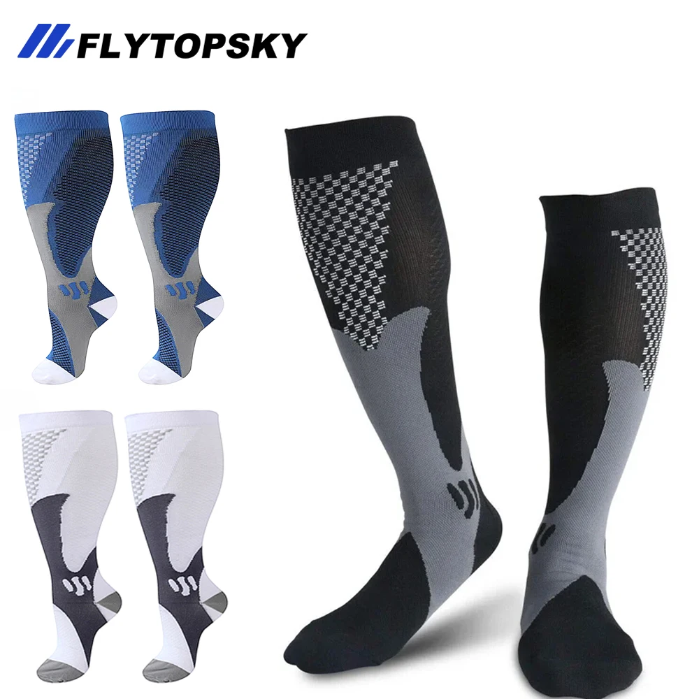 

1 Pair Plus Size 20-30 mmhg Compression Socks Knee High Support for Football Accessories Calf Sleeve for Varicose Veins Swelling