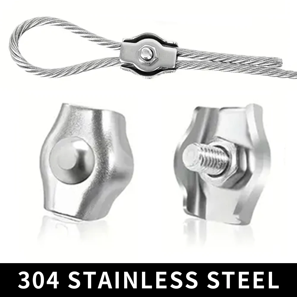 Clamps 1-10pcs Stainless Steel 304 Cable Wire Rope Fixing Clip M2-M3-M4-M5-M6-M8