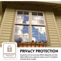 Window Film One Way Daytime Privacy Static Cling Sun Blocking Anti UV Reflective Window Tint for Home and Office, Black-Silver 1