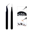 2Pcs Stainless Steel Precision Tweezers Point Drilling and Hair Removal Clamp Durable Nail Tool Straight, Curved Black Wholesale 1