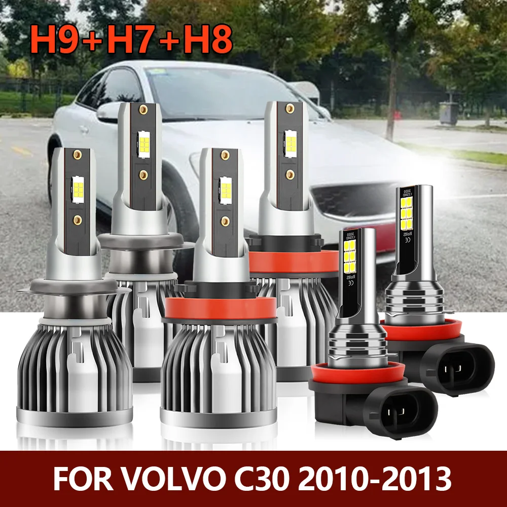 

6x LED Headlight Bulbs H9 High H7 Low Brightness CSP Lights + Fog Light H8 H11 Car Lamps Kit For Volvo C30 2010 2011 2012 2013