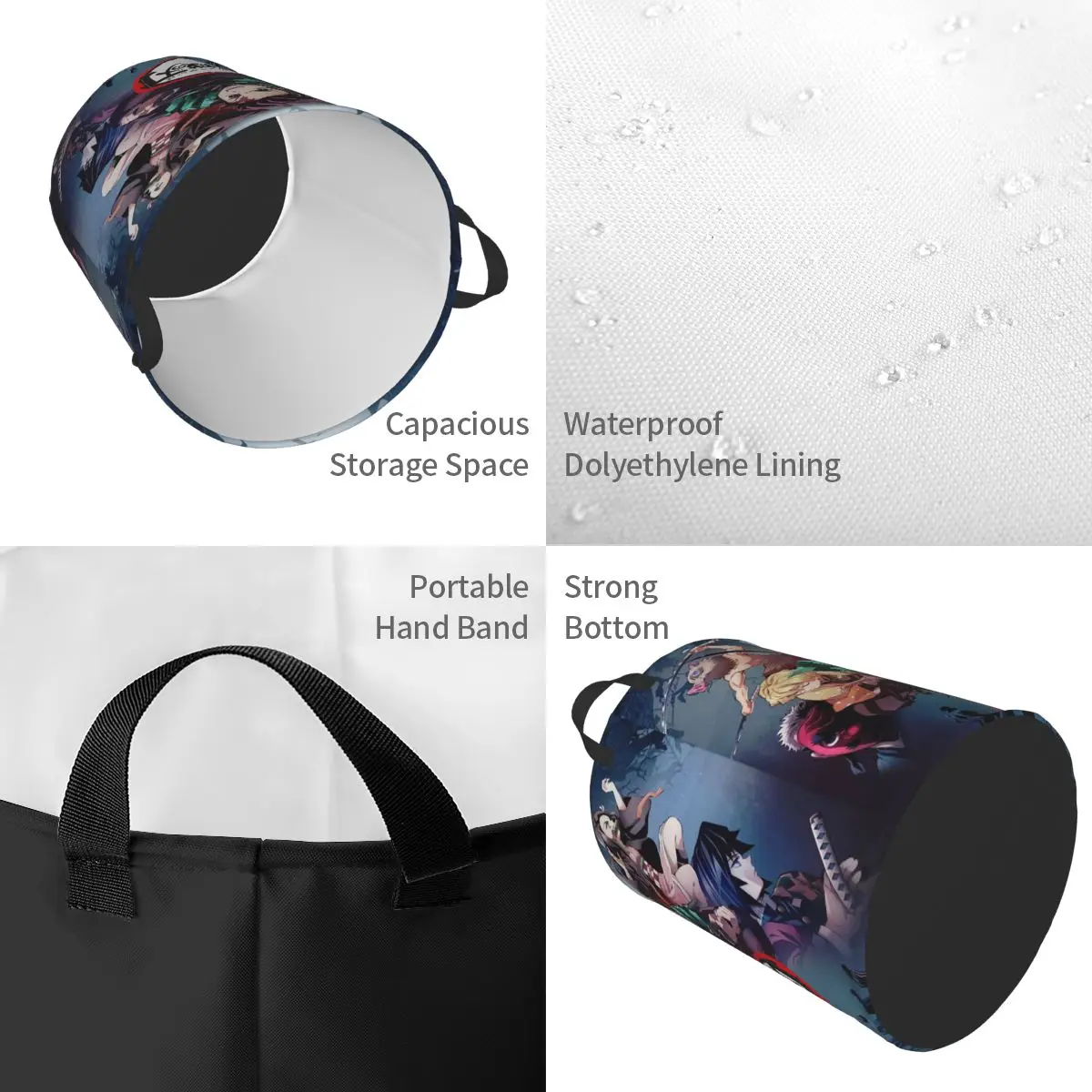Custom Tanjiro Kimetsu No Yaiba Manga Laundry Basket Collapsible Clothes Storage Bin Kimestu No Yaiba Anime Manga Baby Hamper 4