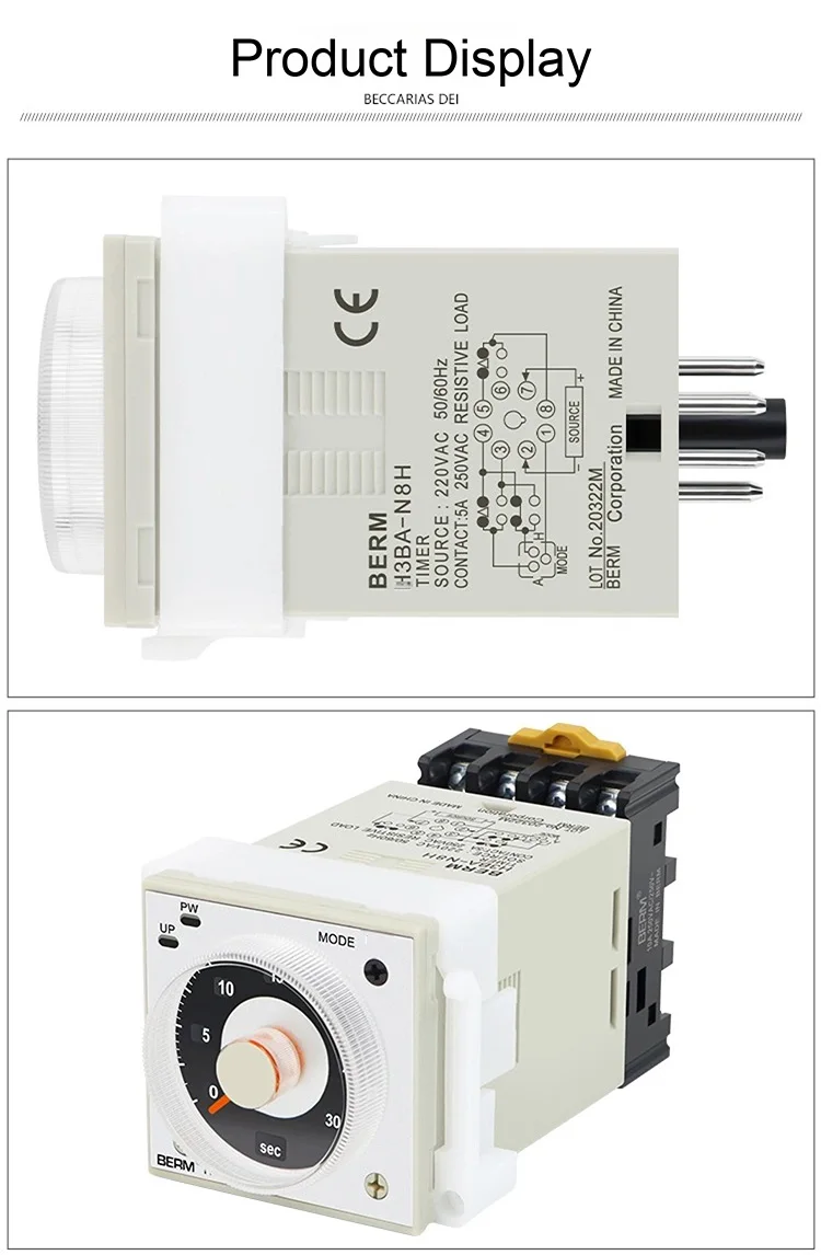 Adjustable H3BA N8H Analog Timer Relay 8 Pin Panel Mount Time Delay Controller 1
