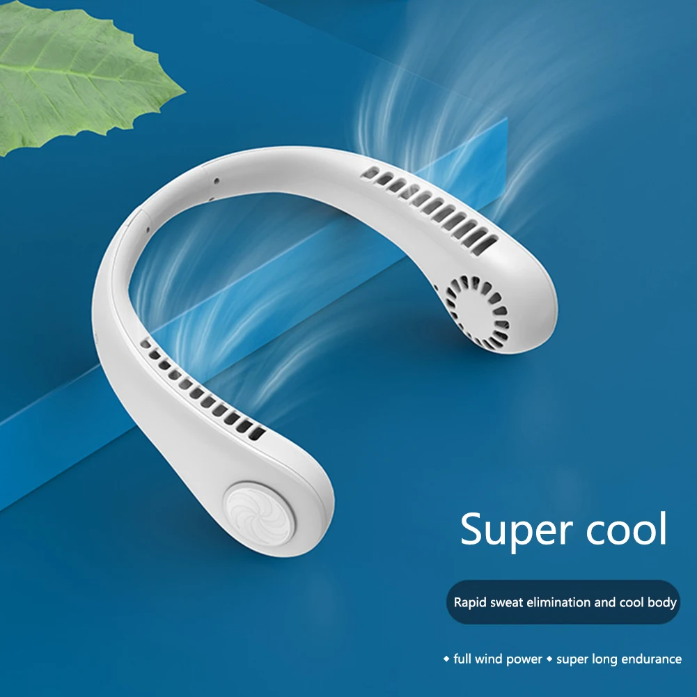 Portable Mini Fan Bladeless Hanging Neck Sports Fans Air Conditioner Ventilador 22-hole Air Outlet 5V 1A USB Rechargeable