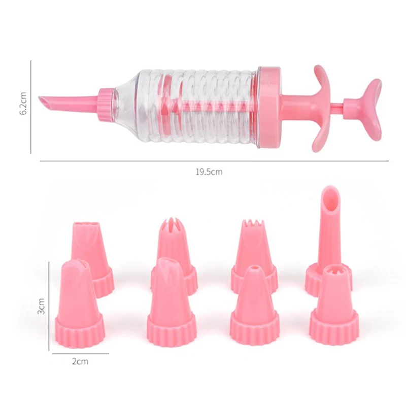 Cake Decorating Tip Set Cake Icing Nozzles Baking Nozzle Set Cake Decorating Nozzle Set 8pcs Pipe Nozzles with Syringe Injector Plastic Cream Baking Nozzle Dispenser Icing Pastry Cream Tips Pastry Tube Cookie Tools