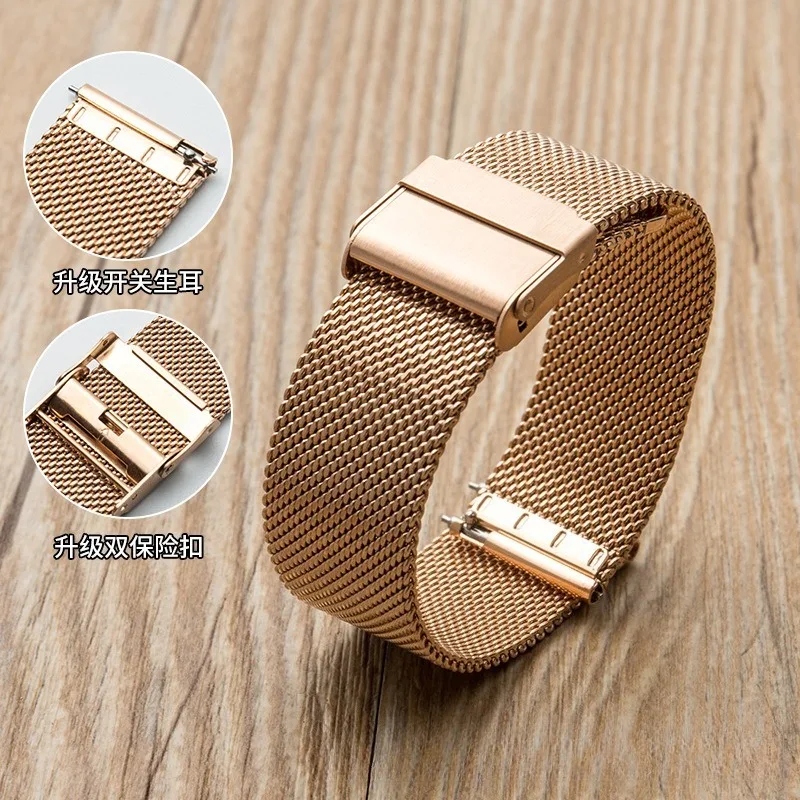 Universal Stainless Steel Mesh Watch Strap – Quick Release Metal Bracelet