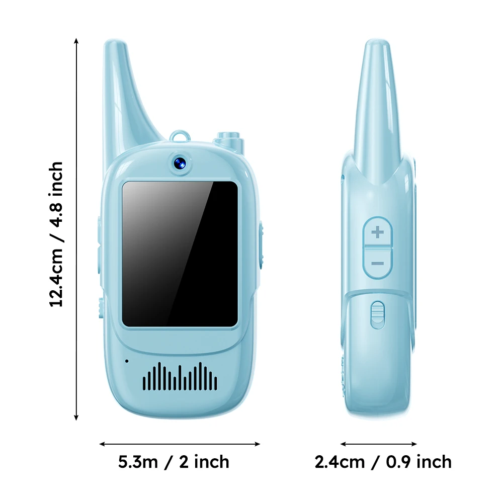 어린이용 비디오 스크린 무전기 2종 세트, 충전식 용 장난감, 고화질 카메라 및 음성 변조 기능 포함