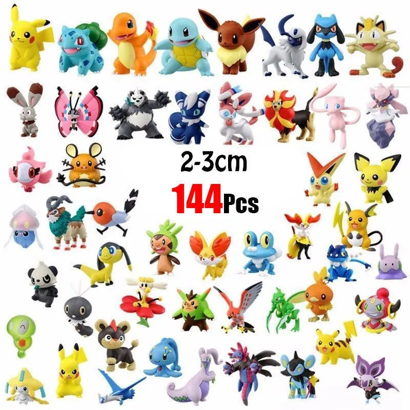 Tanie 144 sztuk Pokemon zabawki figurki akcji Mini figurki zabawkowy Model Pikachu Anime