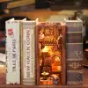 CUTEBEE Wooden Dollhouse Kit Miniature Doll House Kits Booknook Bookshelf Book Nook with Dust Cover Bookends Christmas Gift 5