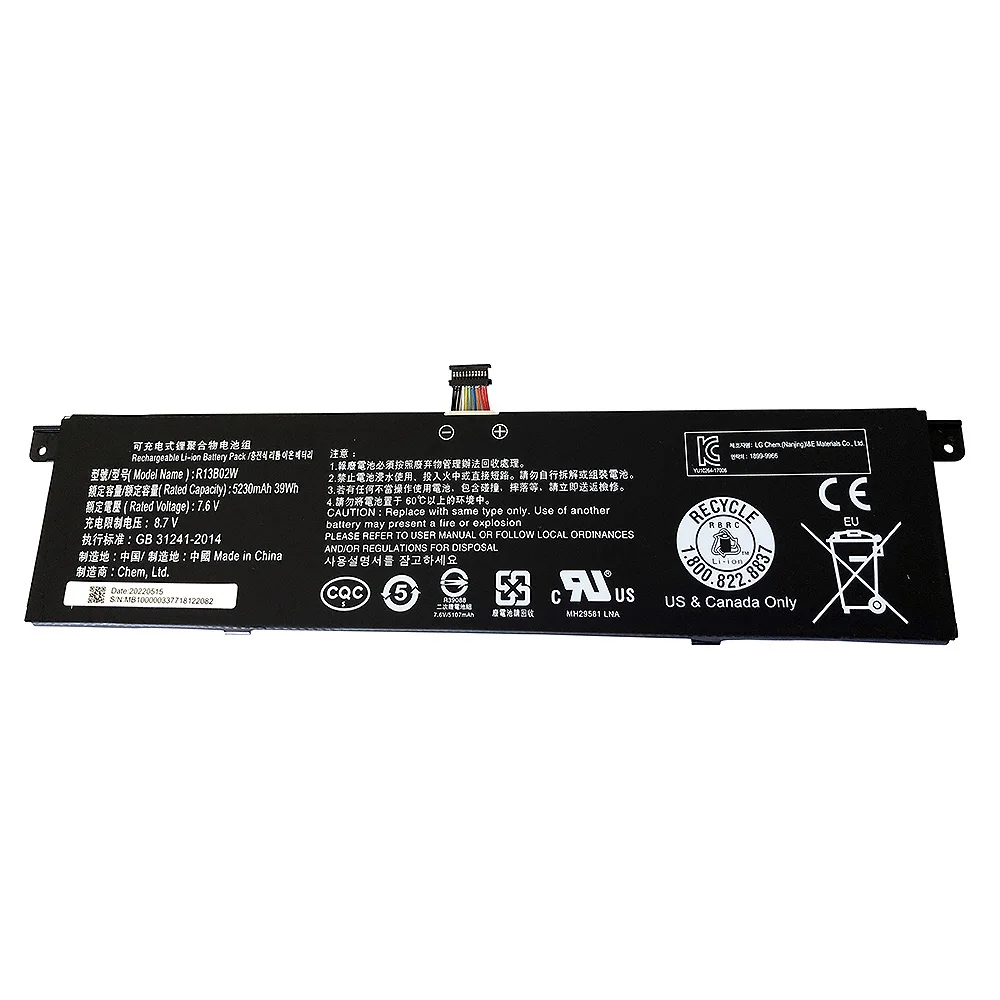 Batería R13B01W R13B02W para ordenador portátil, para Xiaomi Mi Air de 100% pulgadas, serie Tablet PC, 39WH, 13,3 V, 7,6 mAh, novedad de 5230