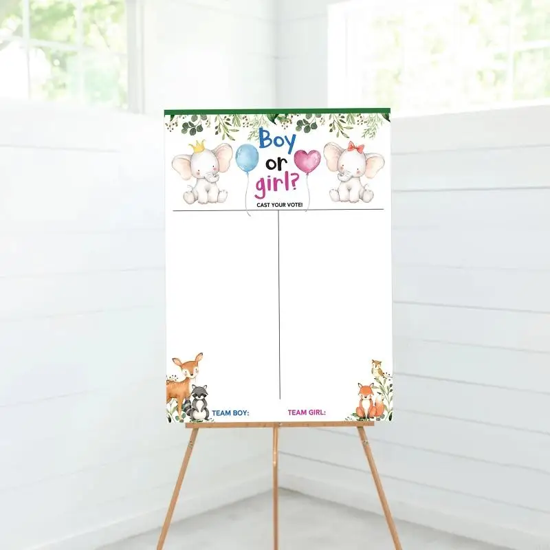 51BA Baby Shower Party Sticker Gender Secret Game Poster Set Boys Girls Playing Activity Birthday Festival Party Playing Prop