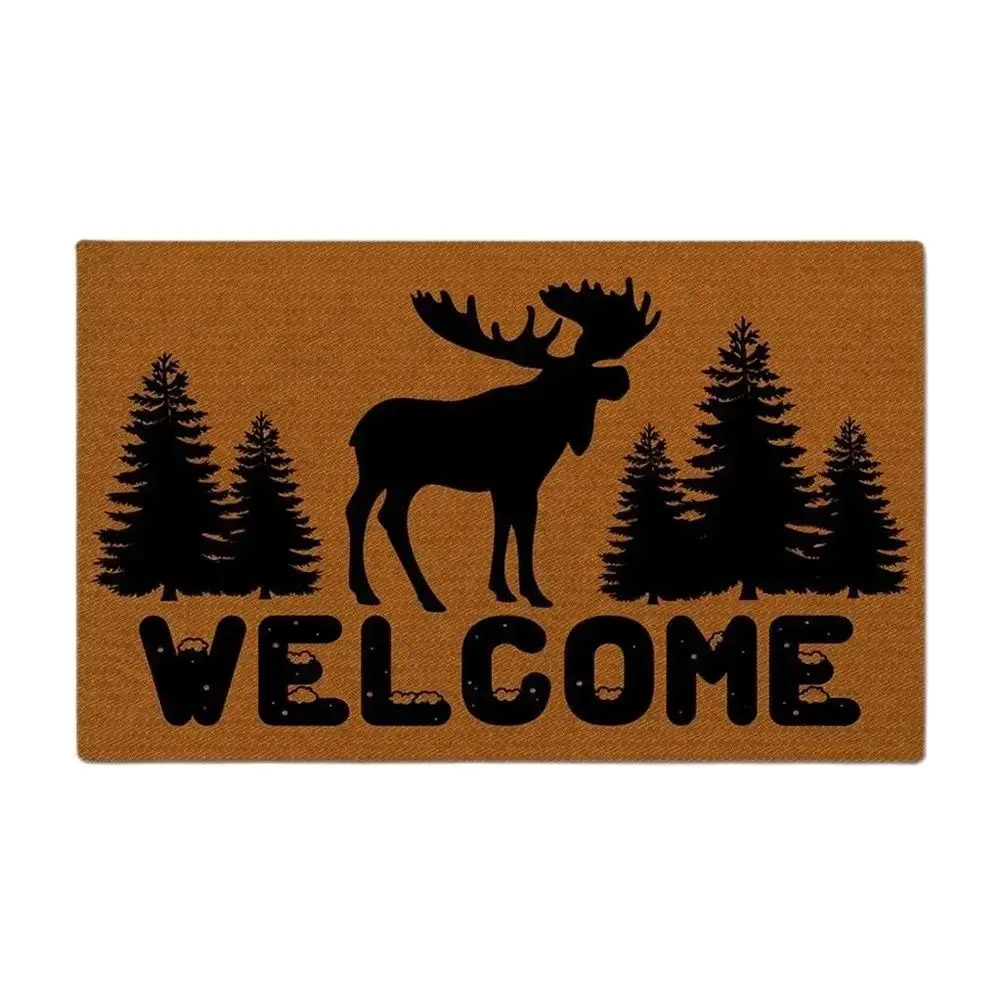 

Christmas Doormat Rug Moose Elk Forest Welcome Outdoor Design Outdoor Entrance Floor Door Mat
