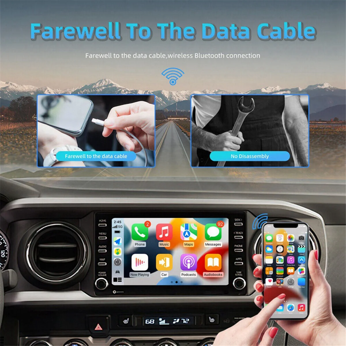 

Android 13, проводной и беспроводной Carplay AI Box Android Auto GPS адаптер BT 2 + 32G, Радио CD/ DVD, блюдо