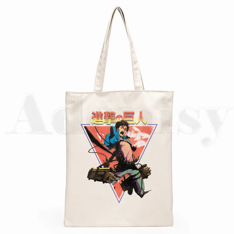 Attack On Titan Japanese Anime Shingeki No Kyojin Hipster Cartoon Print Shopping Bags Girls Fashion Casual Pacakge Hand Bag