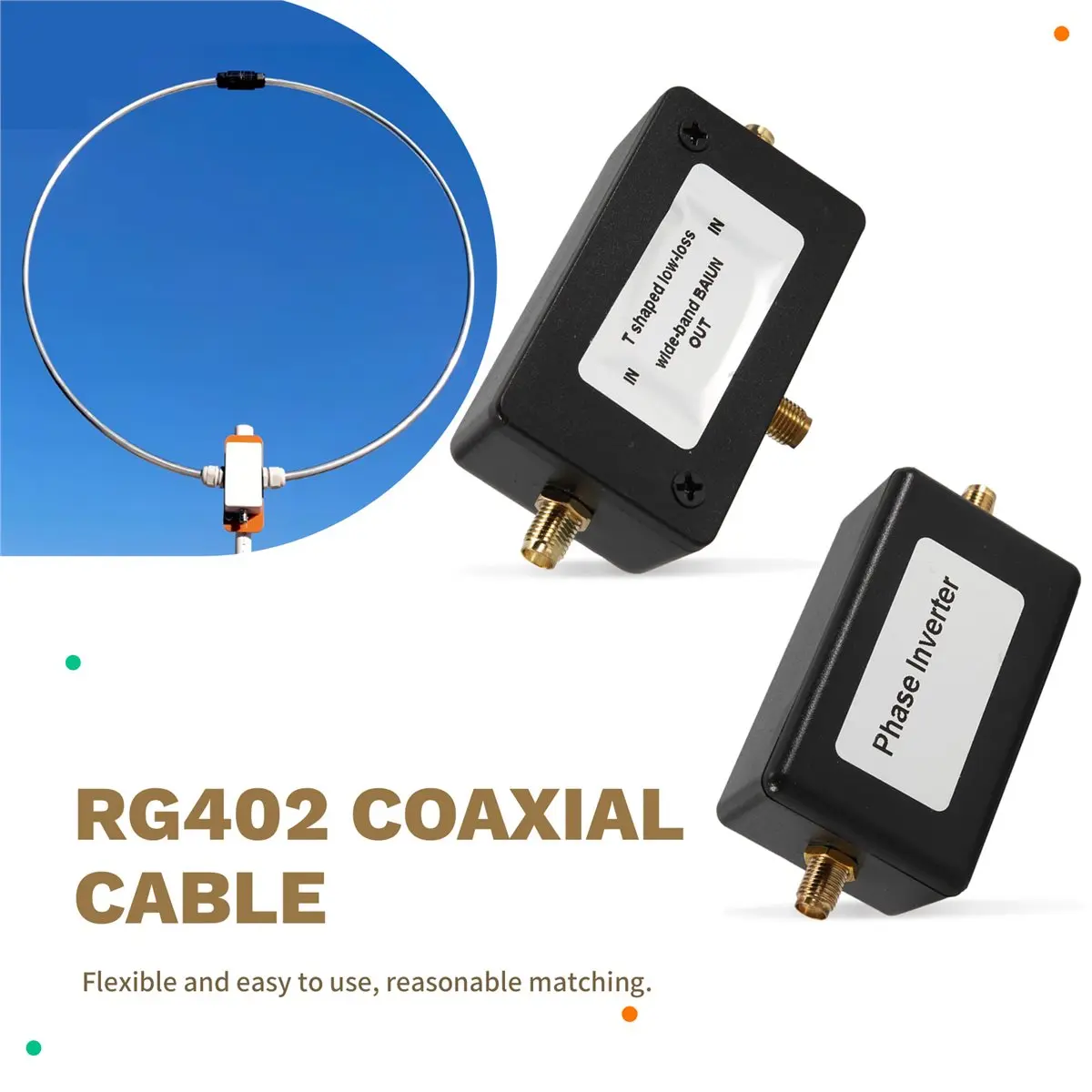 A003 250MW YouLoop 전자기 안테나 10KHz30MHz 휴대용 수동 자기 루프 안테나 (RG402+RG174 케이블 포함, HF VHF용)